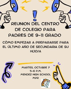 9th-11th grade parent meeting flyer spanish